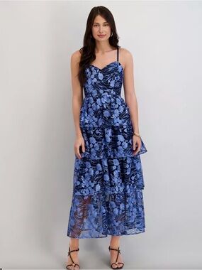 Macy’s NWT Siena Embroidered Formal Wedding Guest Dress 💙 size 10